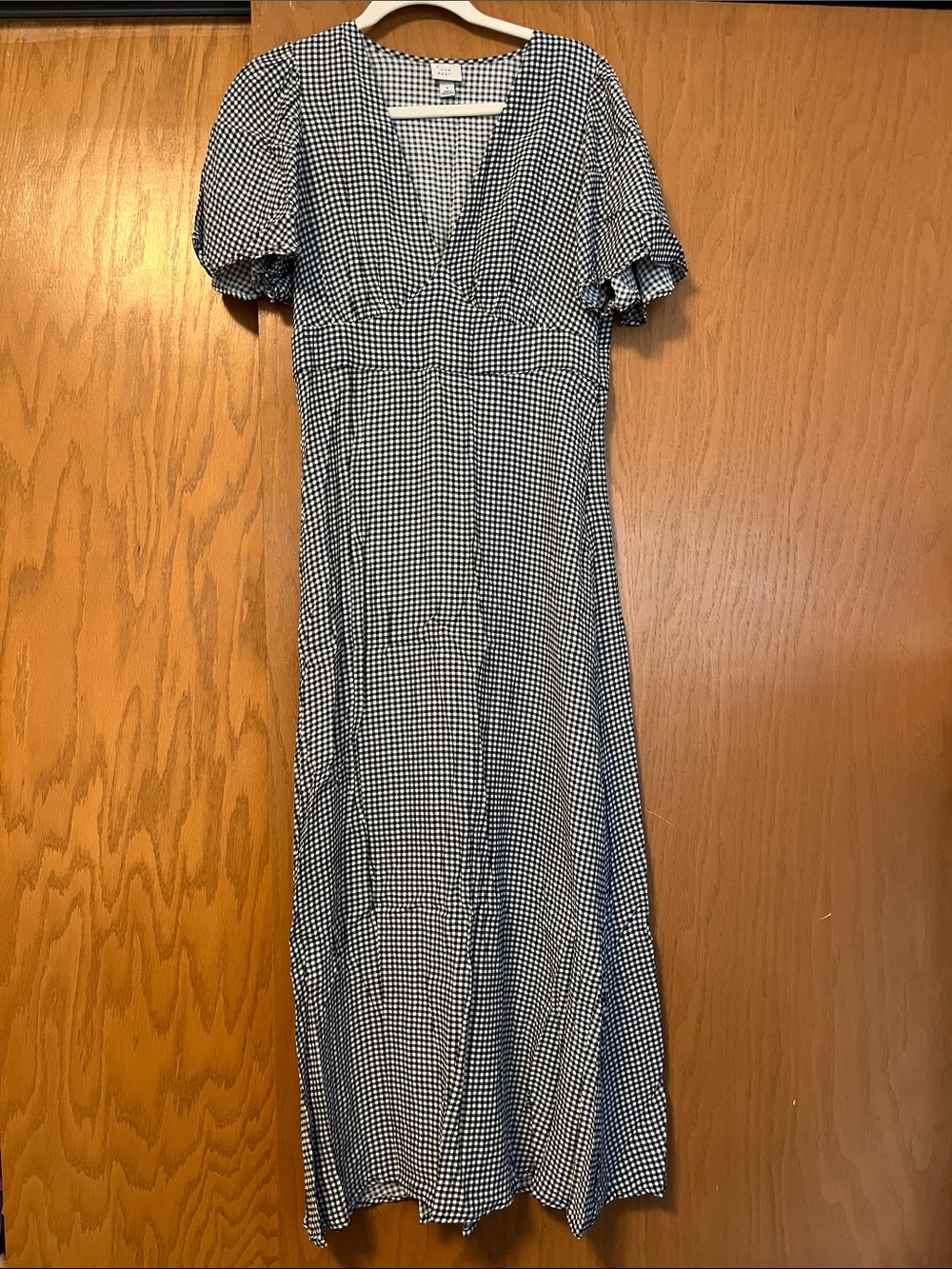 Black & White Gingham V-Neck Maxi Dress